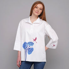 Load image into Gallery viewer, Polo. Midnight blue lotus.
